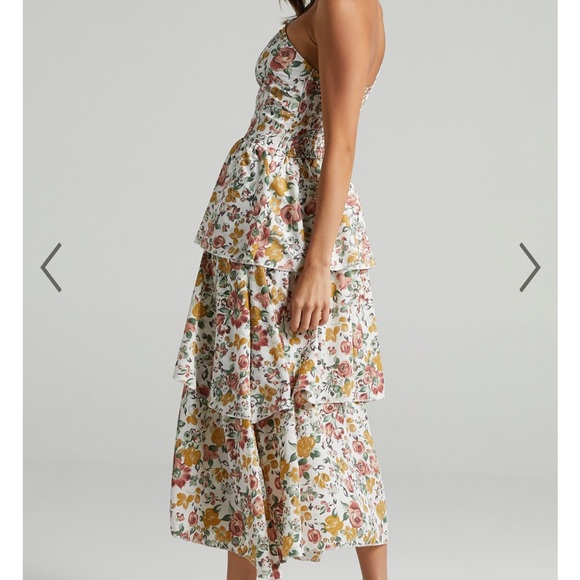 Brand New with Tags Caro One Shoulder Tiered Midi dress - Picture 2 of 6